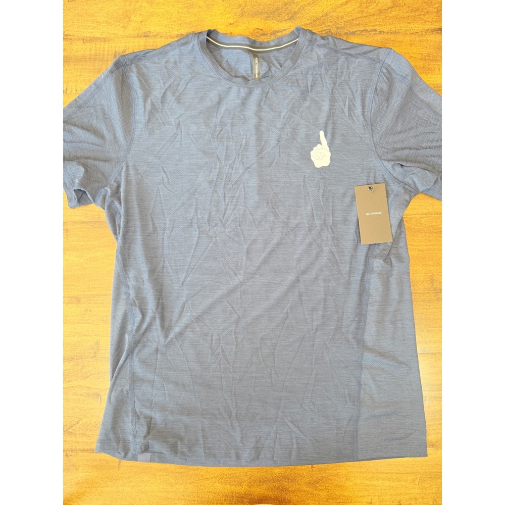Ten Thousand Mens Large Blue Training T-Shirt Finger Point Spiral Graphic NWT